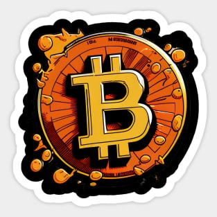 High-Quality Comic Bitcoin Logo: Symbol of Digital Currency Sticker